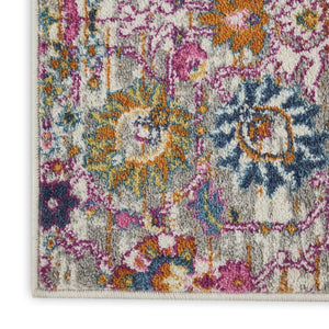 HomeRoots 9' X 12' Floral Power Loom Area Rug - Timeless Design for Elegant Spaces with Durable Performance Gray, Ivory 522416