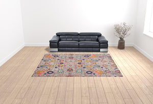 Homeroots 9' X 12' Gray Floral Power Loom Area Rug  Polypropylene 522416