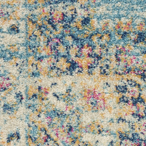 HomeRoots 9' Light Blue Floral Power Loom Area Rug - Elegant, Durable, Versatile Design for Any Room Decor 522418