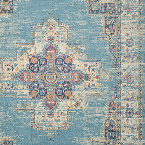 Homeroots 9' X 12' Light Blue Floral Power Loom Area Rug  Polypropylene 522418