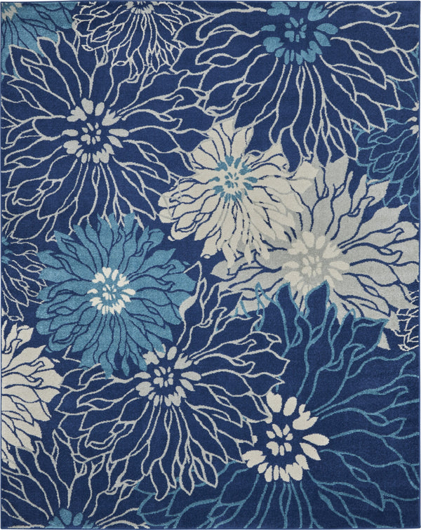 Homeroots 9' X 12' Blue And Ivory Floral Power Loom Area Rug  Polypropylene 522419