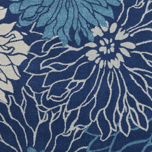 Homeroots 9' X 12' Blue And Ivory Floral Power Loom Area Rug  Polypropylene 522419