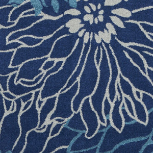 Homeroots 9' X 12' Blue And Ivory Floral Power Loom Area Rug  Polypropylene 522419