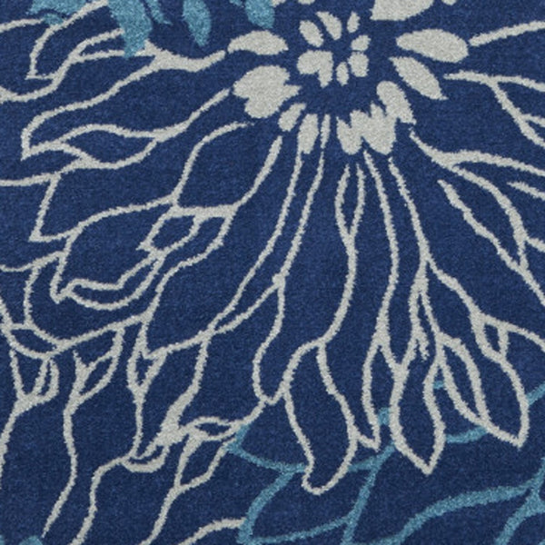 Homeroots 9' X 12' Blue And Ivory Floral Power Loom Area Rug  Polypropylene 522419