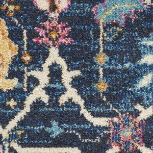 HomeRoots 9' X 12' Blue and Gold Floral Area Rug – Stylish Bohemian Design for Living Room & Bedroom Focal Point 522420