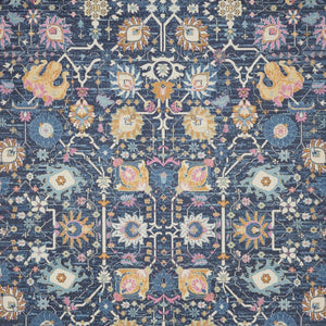 HomeRoots 9' X 12' Blue and Gold Floral Area Rug – Stylish Bohemian Design for Living Room & Bedroom Focal Point 522420