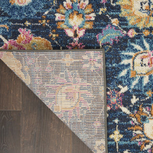 HomeRoots 9' X 12' Blue and Gold Floral Area Rug – Stylish Bohemian Design for Living Room & Bedroom Focal Point 522420