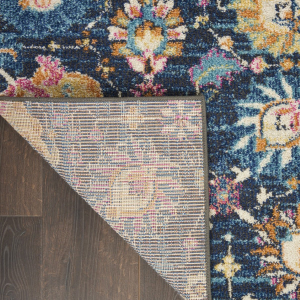 HomeRoots 9' X 12' Blue and Gold Floral Area Rug – Stylish Bohemian Design for Living Room & Bedroom Focal Point 522420