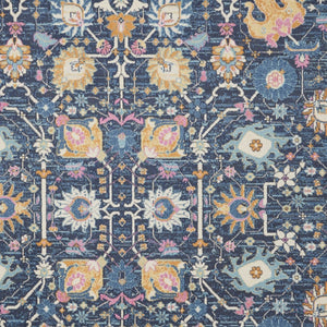 HomeRoots 9' X 12' Blue and Gold Floral Area Rug – Stylish Bohemian Design for Living Room & Bedroom Focal Point 522420
