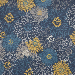 HomeRoots 9' X 12' Floral Power Loom Area Rug - Timeless Elegance for Living Spaces, Durable & Easy to Clean Blue, Ivory 522421