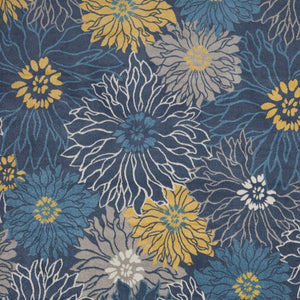 HomeRoots 9' X 12' Floral Power Loom Area Rug - Timeless Elegance for Living Spaces, Durable & Easy to Clean Blue, Ivory 522421