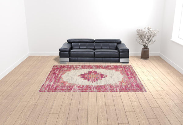 HomeRoots 9' Pink Floral Power Loom Area Rug - Timeless Charm, Cozy Warmth, Durable Design for Any Room 9' X 12' 522422