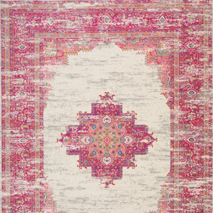 HomeRoots 9' Pink Floral Power Loom Area Rug - Timeless Charm, Cozy Warmth, Durable Design for Any Room 9' X 12' 522422