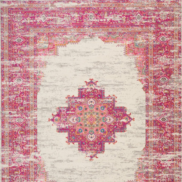 HomeRoots 9' Pink Floral Power Loom Area Rug - Timeless Charm, Cozy Warmth, Durable Design for Any Room 9' X 12' 522422