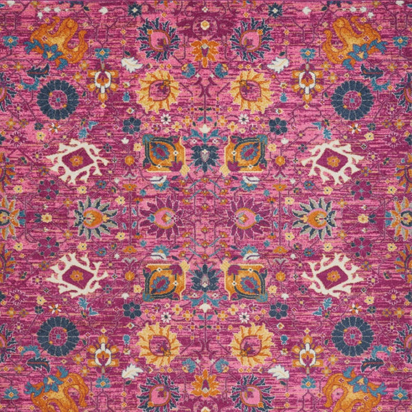 HomeRoots 9' Pink Floral Power Loom Area Rug - Durable, Soft, and Stylish for Living Rooms, Bedrooms, and More 9' X 12' Rectangle 522423