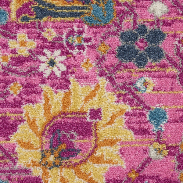HomeRoots 9' Pink Floral Power Loom Area Rug - Durable, Soft, and Stylish for Living Rooms, Bedrooms, and More 9' X 12' Rectangle 522423