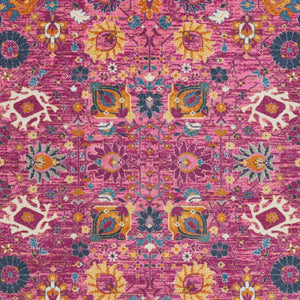 HomeRoots 9' Pink Floral Power Loom Area Rug - Durable, Soft, and Stylish for Living Rooms, Bedrooms, and More 9' X 12' Rectangle 522423