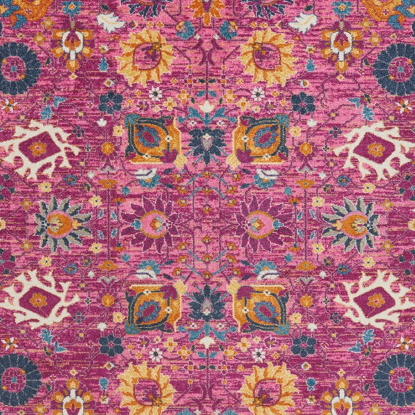 HomeRoots 9' Pink Floral Power Loom Area Rug - Durable, Soft, and Stylish for Living Rooms, Bedrooms, and More 9' X 12' Rectangle 522423