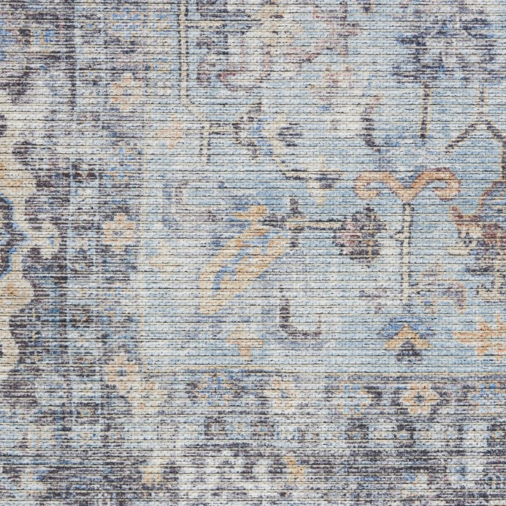 HomeRoots 9' X 12' Floral Medallion Distressed Area Rug - Timeless Elegance for Effortless Home Style Blue, Gray 522427