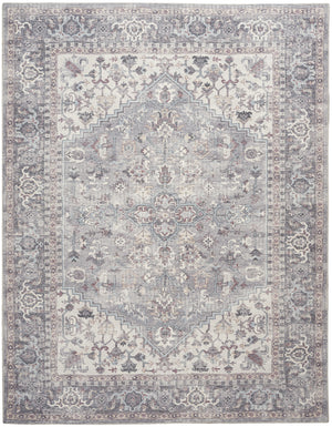 Homeroots 9' X 12' Gray Floral Power Loom Distressed Area Rug  Polyester 522428