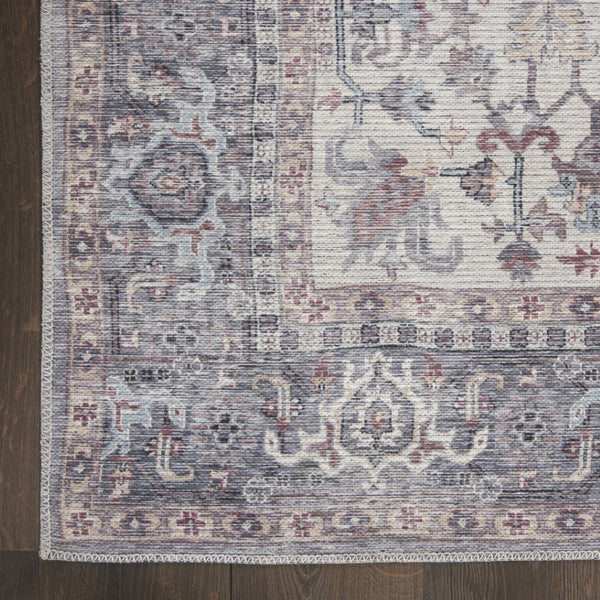 HomeRoots 9' X 12' Floral Medallion Distressed Area Rug - Timeless Elegance for Effortless Home Style Gray 522428