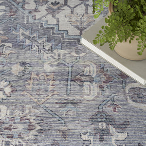 Homeroots 9' X 12' Gray Floral Power Loom Distressed Area Rug  Polyester 522428