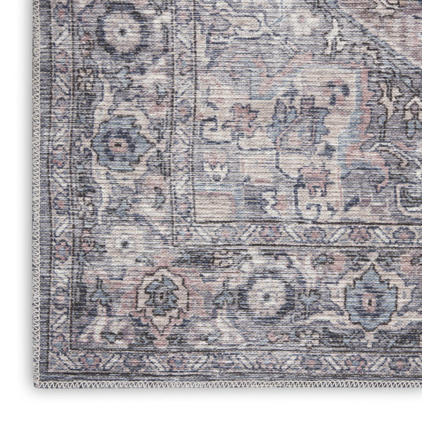 HomeRoots 9' Gray Floral Area Rug – Vintage-Inspired Power Loom Design, Washable, Durable Chenille-Cotton Blend 9' X 12' 522429