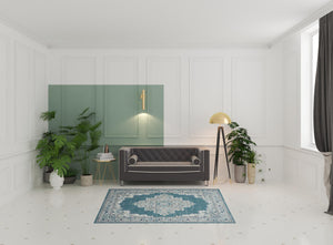 Homeroots 5' X 7' Aqua Floral Power Loom Distressed Area Rug  Polypropylene 522432