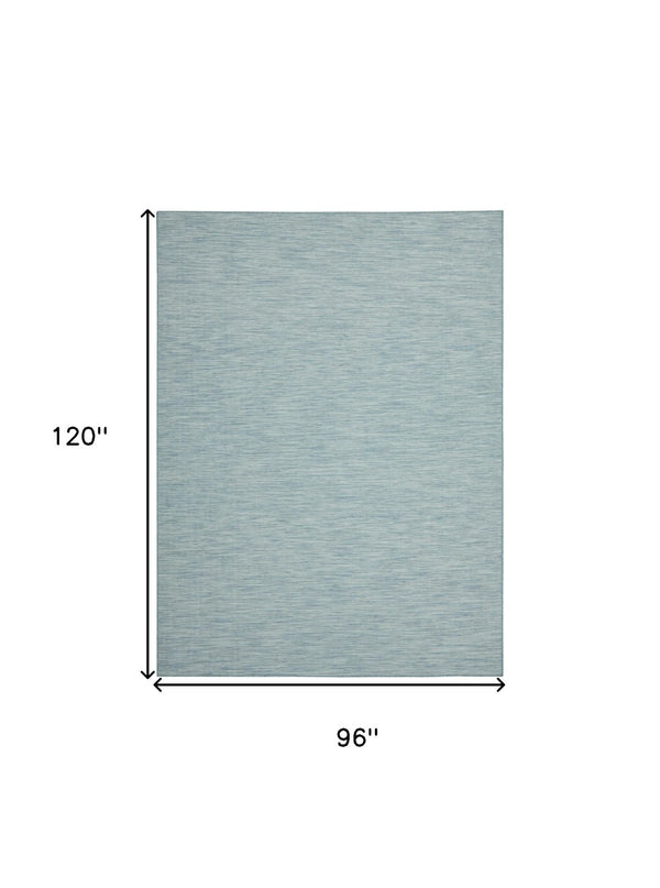 HomeRoots 8' X 10' Aqua Indoor Outdoor Area Rug – Stylish, Durable, Quick-Drying Flatweave for Versatile Spaces 522435