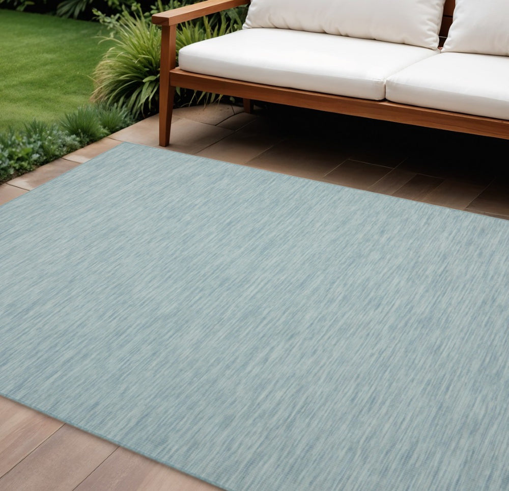 HomeRoots 8' X 10' Aqua Indoor Outdoor Area Rug – Stylish, Durable, Quick-Drying Flatweave for Versatile Spaces 522435