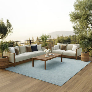 HomeRoots 8' X 10' Aqua Indoor Outdoor Area Rug – Stylish, Durable, Quick-Drying Flatweave for Versatile Spaces 522435
