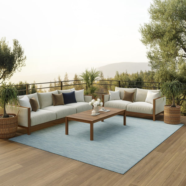 HomeRoots 8' X 10' Aqua Indoor Outdoor Area Rug – Stylish, Durable, Quick-Drying Flatweave for Versatile Spaces 522435
