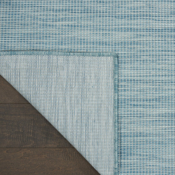 HomeRoots 8' X 10' Aqua Indoor Outdoor Area Rug – Stylish, Durable, Quick-Drying Flatweave for Versatile Spaces 522435
