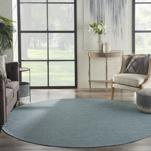 HomeRoots 8' Aqua Power Loom Area Rug - Modern Flatweave Design Ideal for Indoor and Outdoor Spaces 8' Round Round 522437