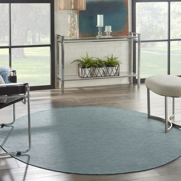 Homeroots 6' Aqua Round Power Loom Area Rug  Polypropylene 522440