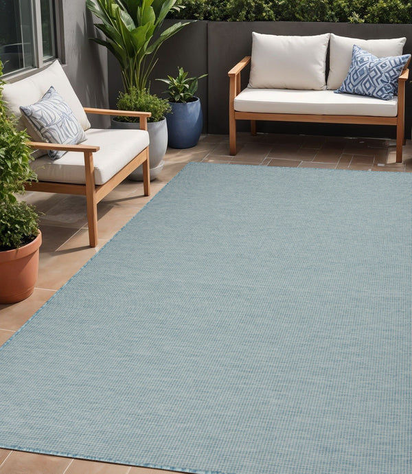 Homeroots 5' X 7' Aqua Indoor Outdoor Area Rug  Polypropylene 522441