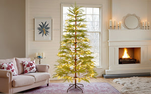 English Elm 6 ft Artificial Christmas Tree with 300 Warm LED Lights, 612 Tips, Hinged PE Branches & Metal Stand N710P181792S