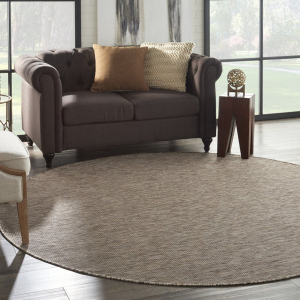 HomeRoots 8' Beige Round Area Rug - Stylish, Durable Indoor/Outdoor Floor Covering for Patios & Family Rooms 522447