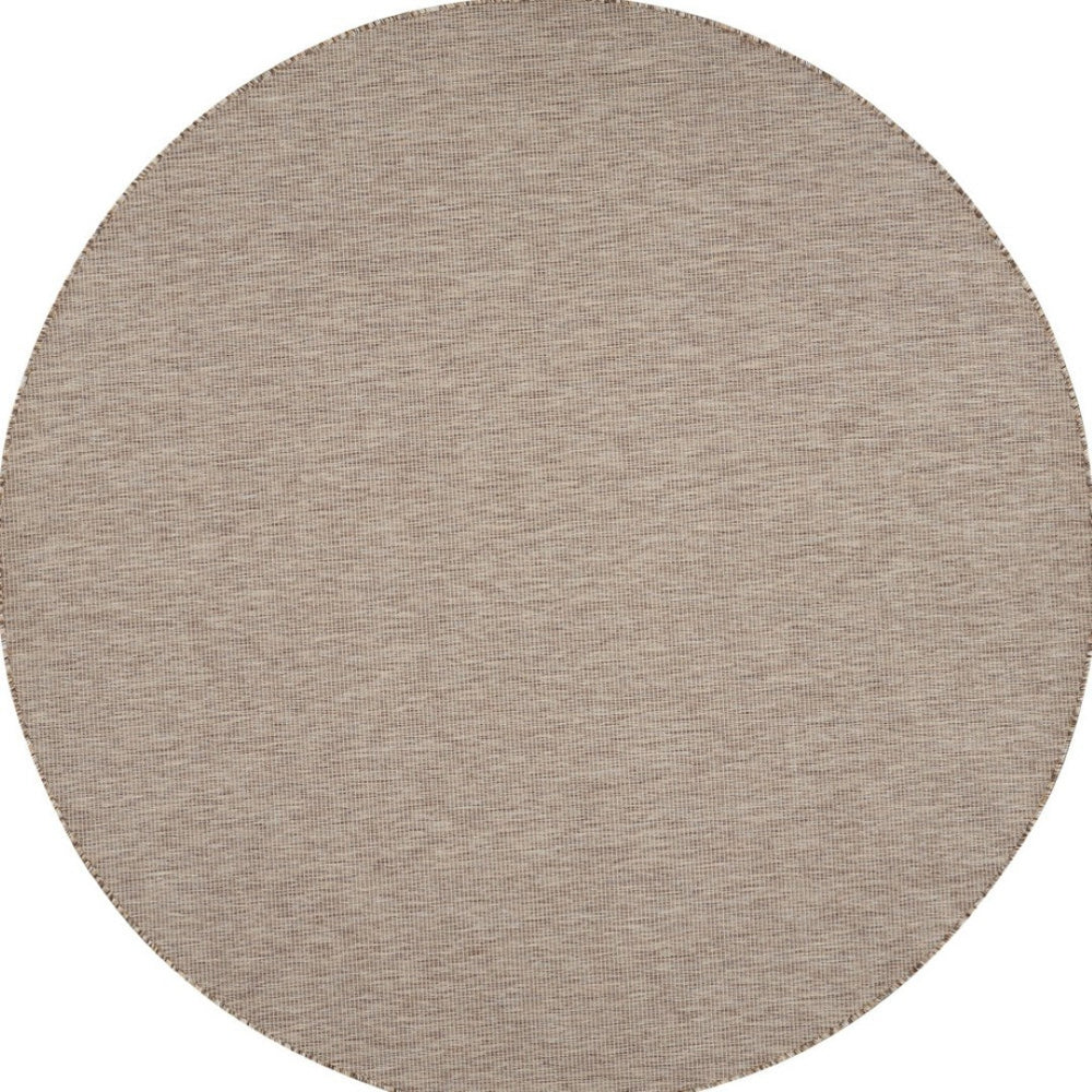 HomeRoots 8' Beige Round Area Rug - Stylish, Durable Indoor/Outdoor Floor Covering for Patios & Family Rooms 522447