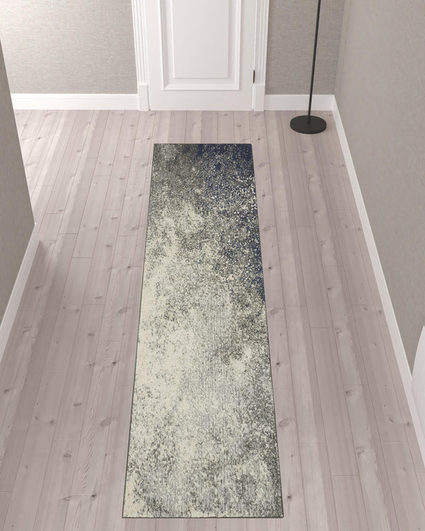 Homeroots 10' Black Abstract Power Loom Runner Rug  Polypropylene 522455