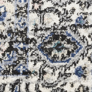 HomeRoots 8' Black Floral Power Loom Area Rug - Timeless Elegance with Distressed Charm for Any Space 8' X 10' 522456
