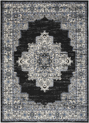 Homeroots 5' X 7' Black Floral Power Loom Distressed Area Rug  Polypropylene 522457