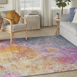 HomeRoots 9' Blue Abstract Power Loom Area Rug – Contemporary Style, Durable, Easy Care for Any Room Decor 8' Square Square 522465