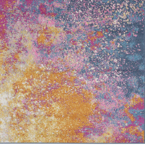 Homeroots 5' Blue Square Abstract Power Loom Area Rug  Polypropylene 522467