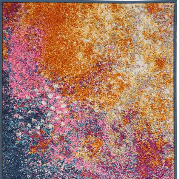 HomeRoots 14' Striking Blue Abstract Runner Rug - Durable, Stylish, and Perfect for High-Traffic Spaces! 522468