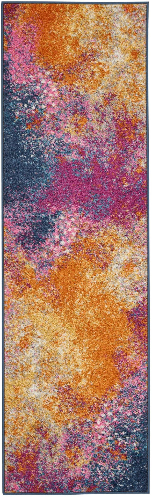 HomeRoots 14' Striking Blue Abstract Runner Rug - Durable, Stylish, and Perfect for High-Traffic Spaces! 522468