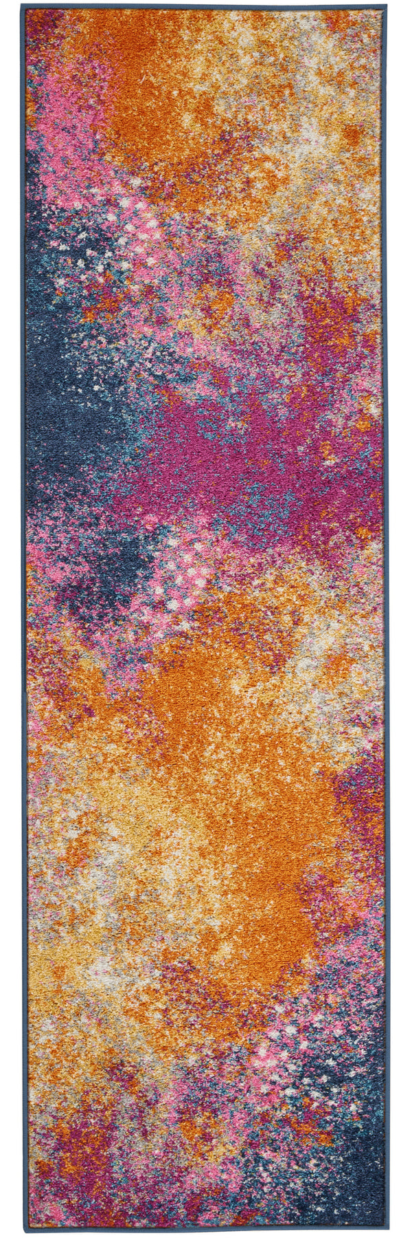 Homeroots 12' Blue Abstract Power Loom Runner Rug  Polypropylene 522469