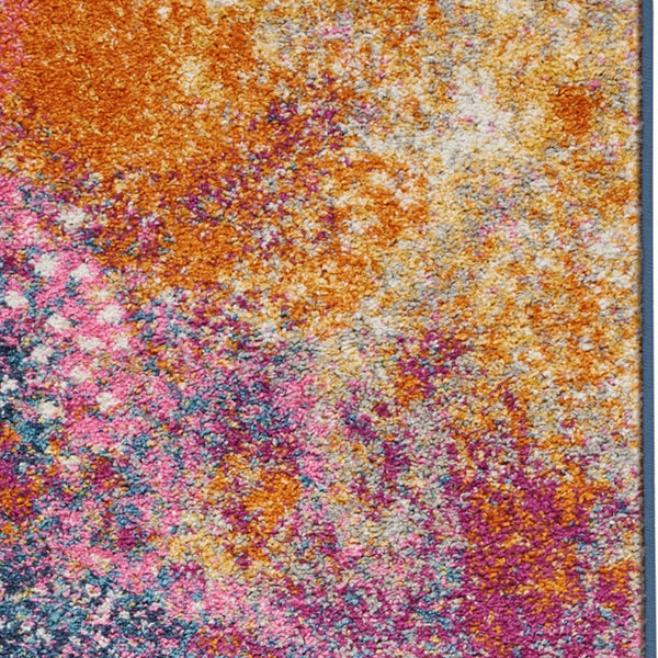 Homeroots 12' Blue Abstract Power Loom Runner Rug  Polypropylene 522469