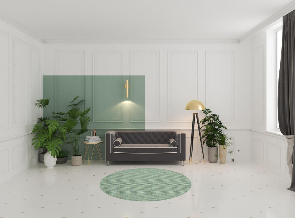 Homeroots 6' Blue Round Power Loom Area Rug  Polypropylene 522475