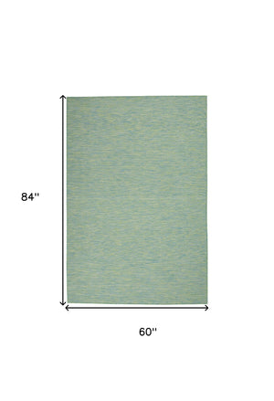 Homeroots 5' X 7' Blue And Green Indoor Outdoor Area Rug  Polypropylene 522476